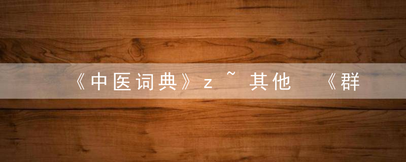 《中医词典》z~其他 《群经见智录》，《中医词典》拼音